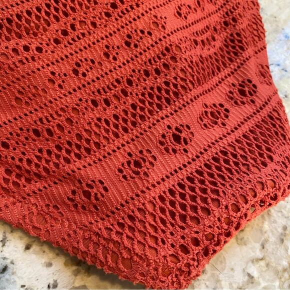 Becca $58 Rust Orange Crochet Swimsuit Bikini Bottoms Extra-Small EUC - Picture 8 of 12